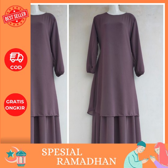 Aishwa Set Syari Athata Crinkle Premium / Gamis Murah / Baju Lebaran 2023 Gamis Lebaran 2023 Model G