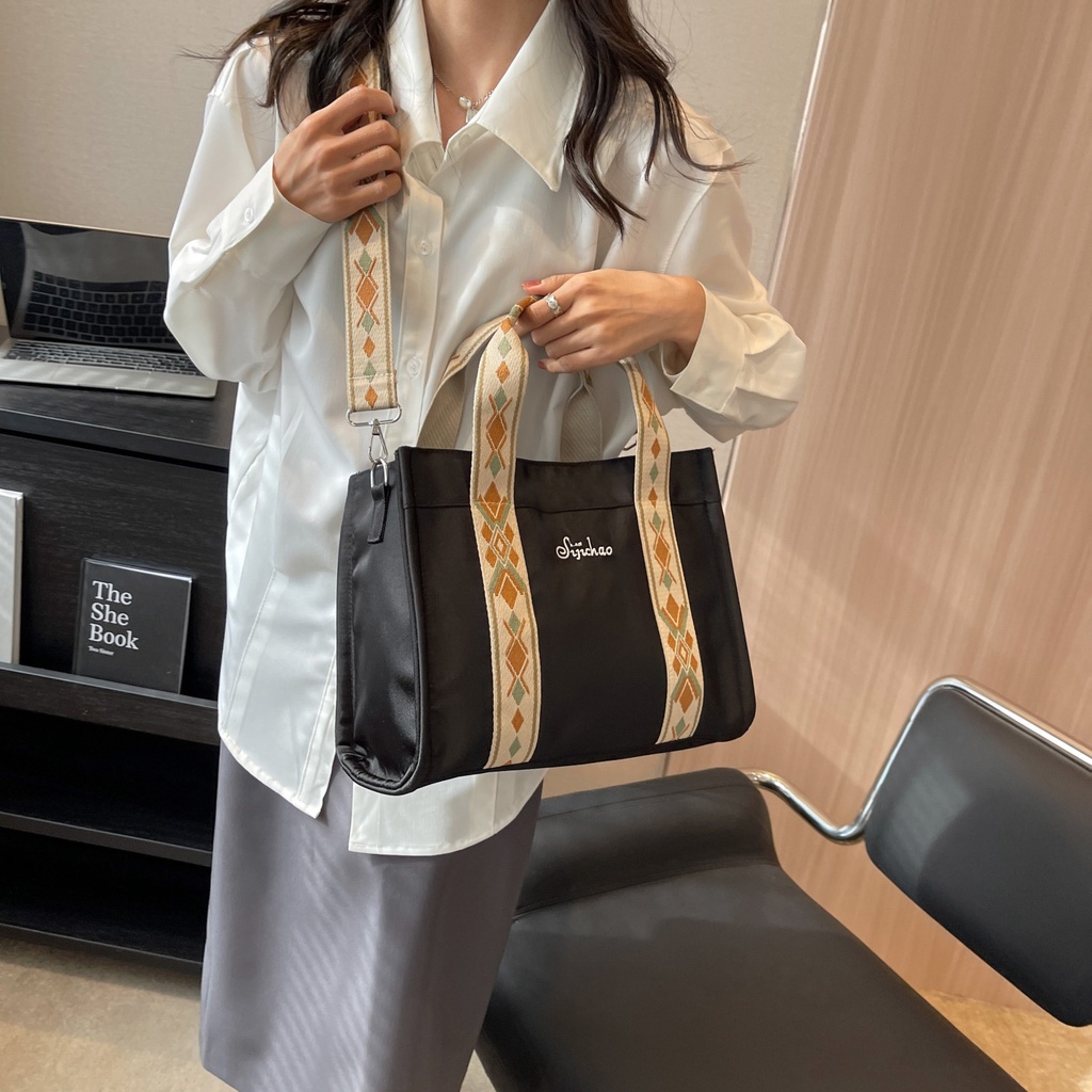 Sera tekstur berkualitas tinggi kelas mahasiswa tas penggunaan ganda berkapasitas besar fashion all-match portable shoulder Messenger tote bag