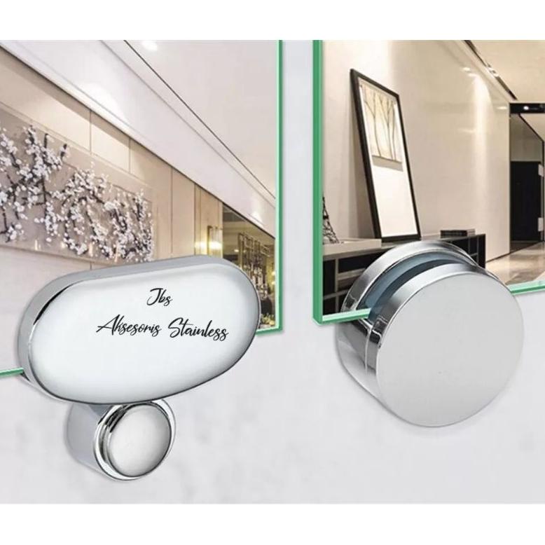 Realpct GLASS CLIP/KLEM PENJEPIT KACA CERMIN DINDING/MIRROR HOLDER SILVER