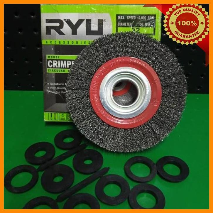 

(sara) ryu circular brush crimped 6 inch 150mm 0.3mm / sikat piring lurus 6