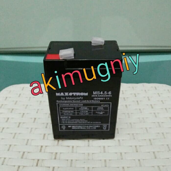 aki accu baterai kering vrla mf 6v 4.5ah / 4.5ah 6v mainan