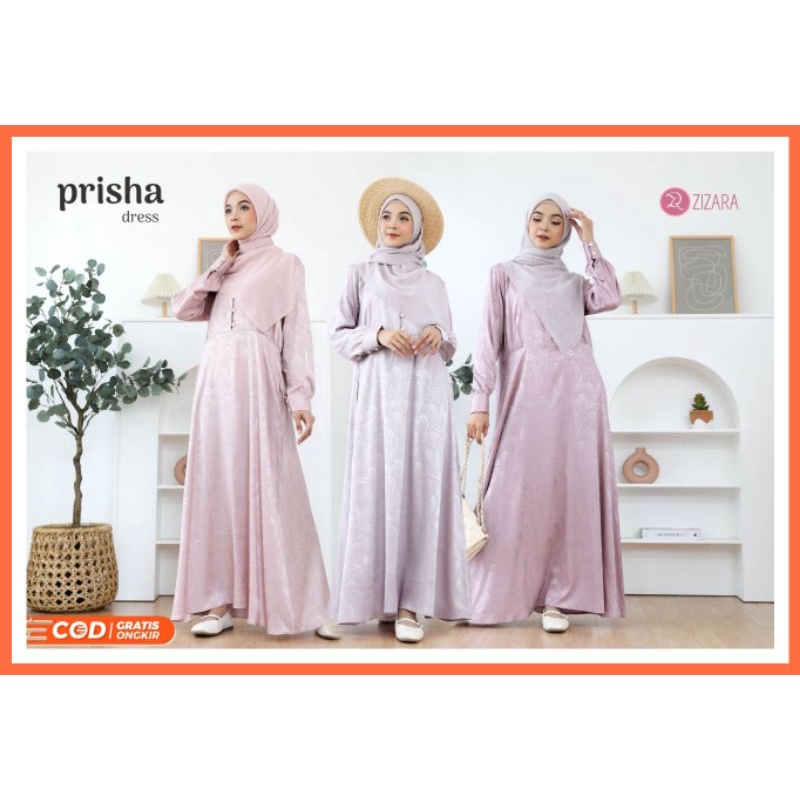 Prisha Dress by Zizara Gamis Silk Armany Gamis Lebaran/Busui friendly