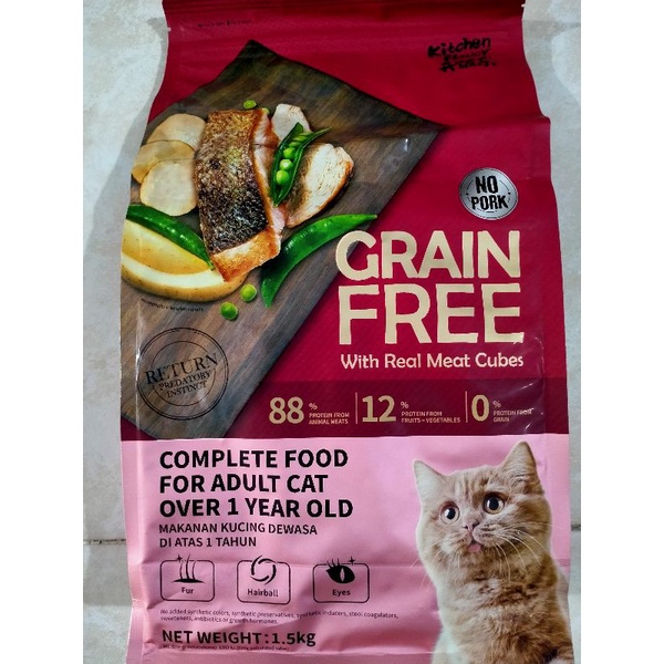 Makanan Kucing GRAIN FREE Kitchen Flavor Beauty/Adult 1.5 KG