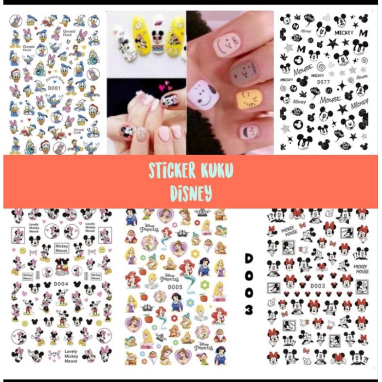 Sticker Kuku Disney Mickey Minnie Donald Winnie the pooh Nail Art / Stiker kuku tipis