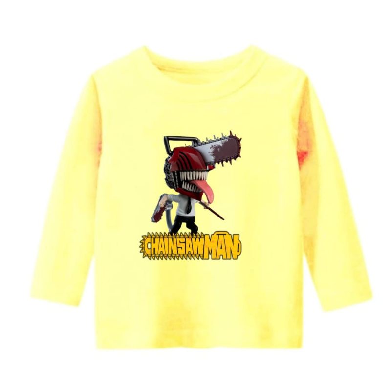 Kaos Anak Laki Laki Lengan panjang ANIME CHAINSAW MAN 1-12 TAHUN