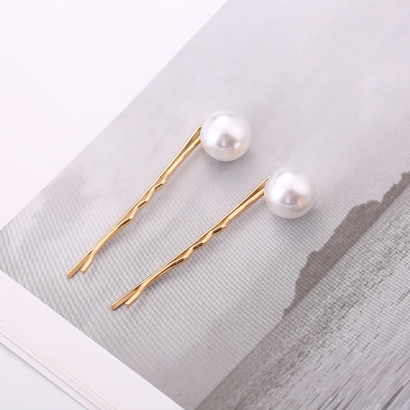 Pearl Simple Hair Clip Jepit Rambut Logam Murah