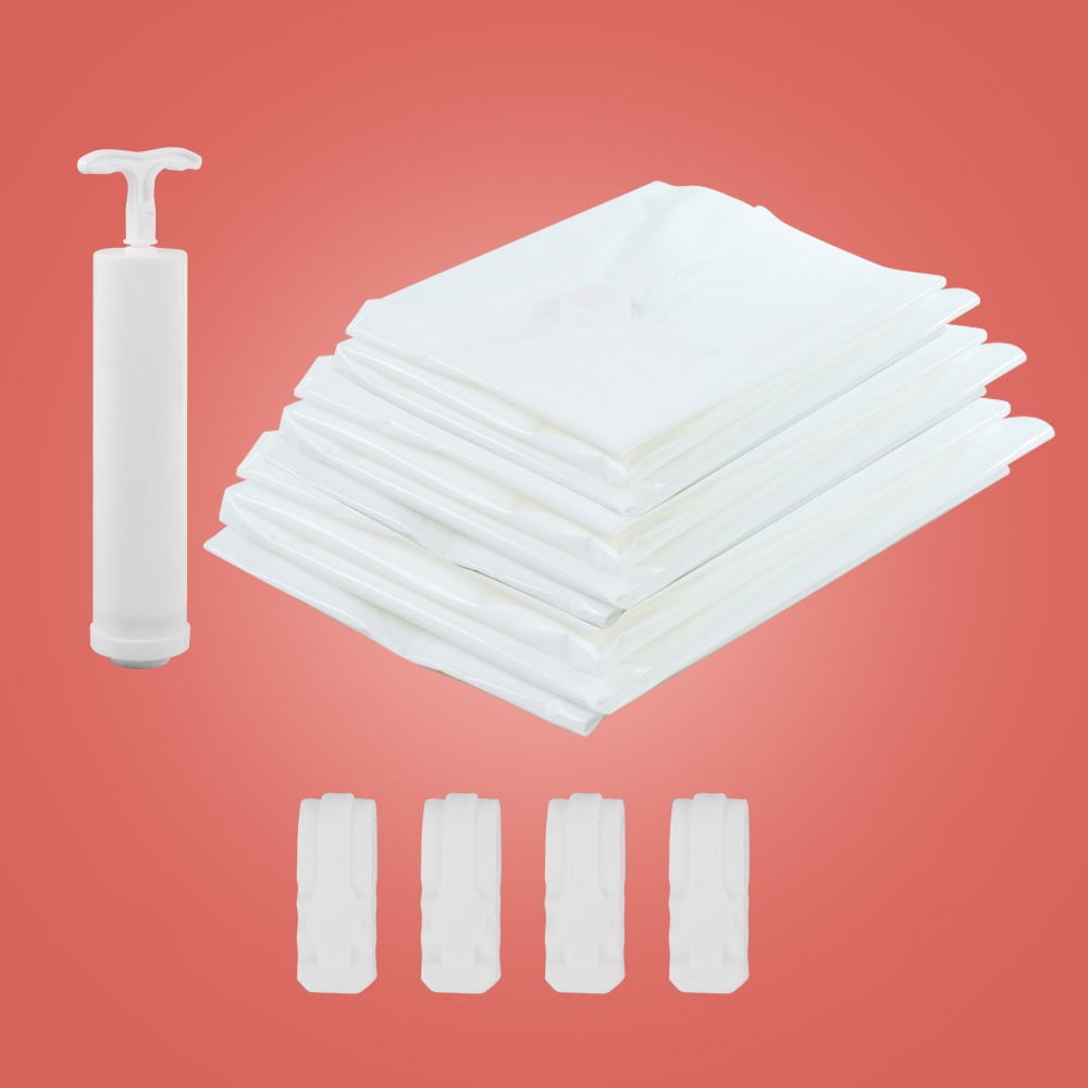 WHISM Kantong Plastik Pakaian Vacuum Bag 10 PCS with Hand Pump - WH021 - White - 7CHA1YWH