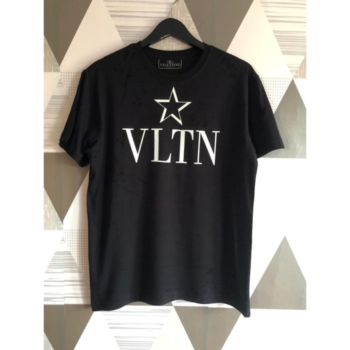 T-SHIRT VLTN VALENTINO STAR BLACK PREMIUM KAOS PRIA POLOS KAOS WANITA