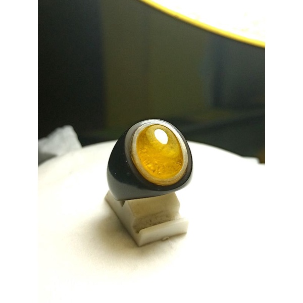 Ring Tanduk kerbau Batu yellow safir kuning