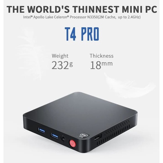 Mini PC T4 Pro Komputer Kecil Windows 10 CPU Intel Celeron N3350 Computer Desktop