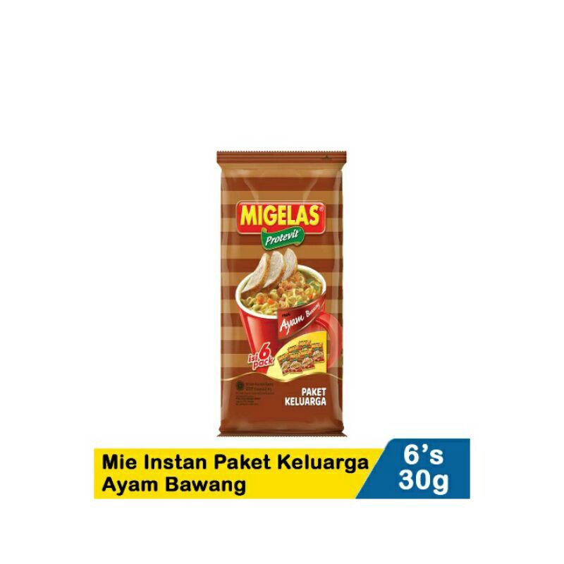 Migelas Mie Instant Paket Keluarga AyamBawang 6X30G