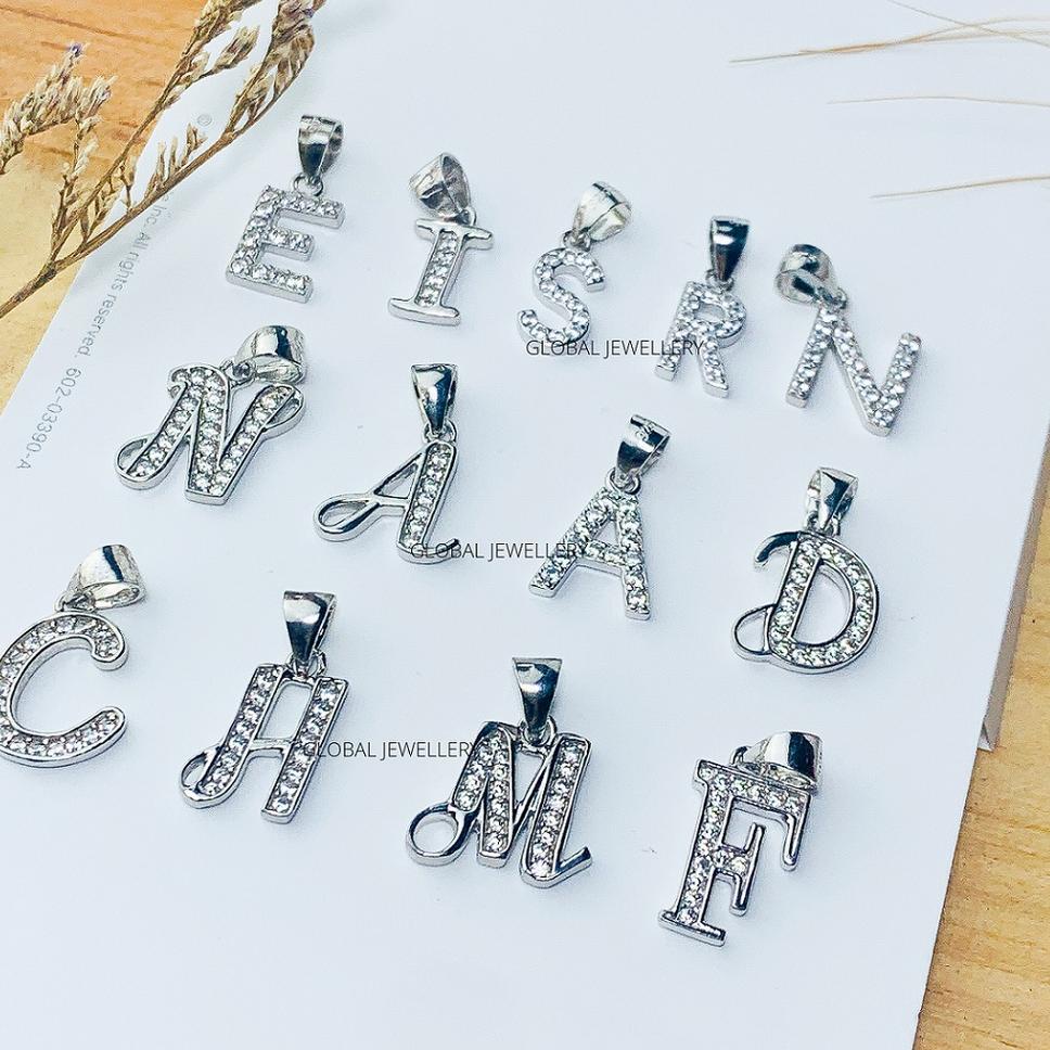 IdRr8R2 Produk trendy LIONTIN HURUF FULL MT PERAK ASLI LAPIS EMAS PUTIH S925 CC224