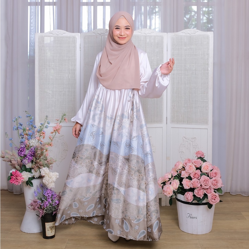 MAZAYA DRESS Gamis Remaja Untuk Lebaran Bahan Armany Silk  Busui Friendly