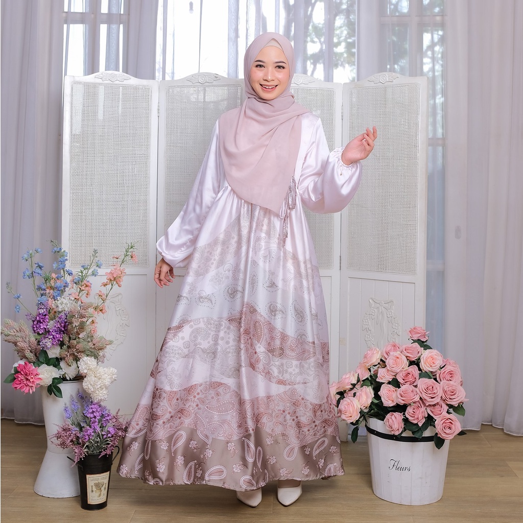 MAZAYA DRESS Gamis Remaja Untuk Lebaran Bahan Armany Silk  Busui Friendly