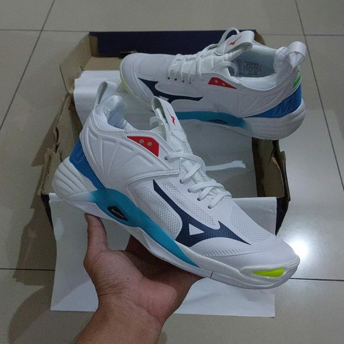 Terlaris Sepatu Volly Mizuno A Momentm 2 Loe White Multicolour Original 100%