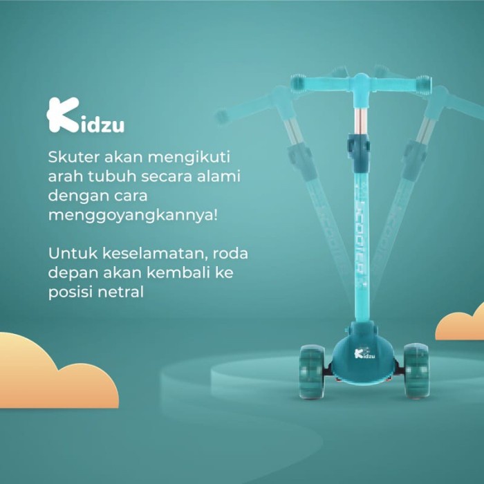 KIDZU Scooter Otoped Anak Dengan Lampu - Hijau