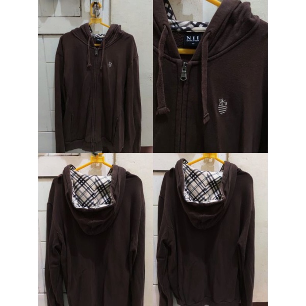 HOODIE ZIPPER NII JACKET COKLAT KOTAK MOTiF PL