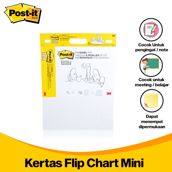 

3M Post-It Kertas Flip Chart Tempel 38.1 X 45.7 Cm 20 Lembar Super Sticky Super Collant Mini Easel Pad 3M-557Ss