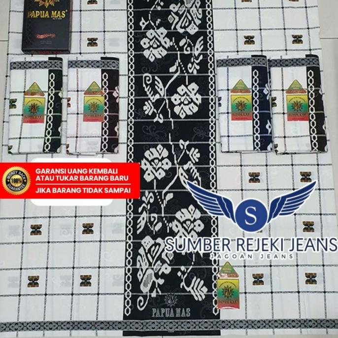 Sarung Papua Mas Putih Sutra Halus Samarinda Ukuran Super Jumbo Grosir ss