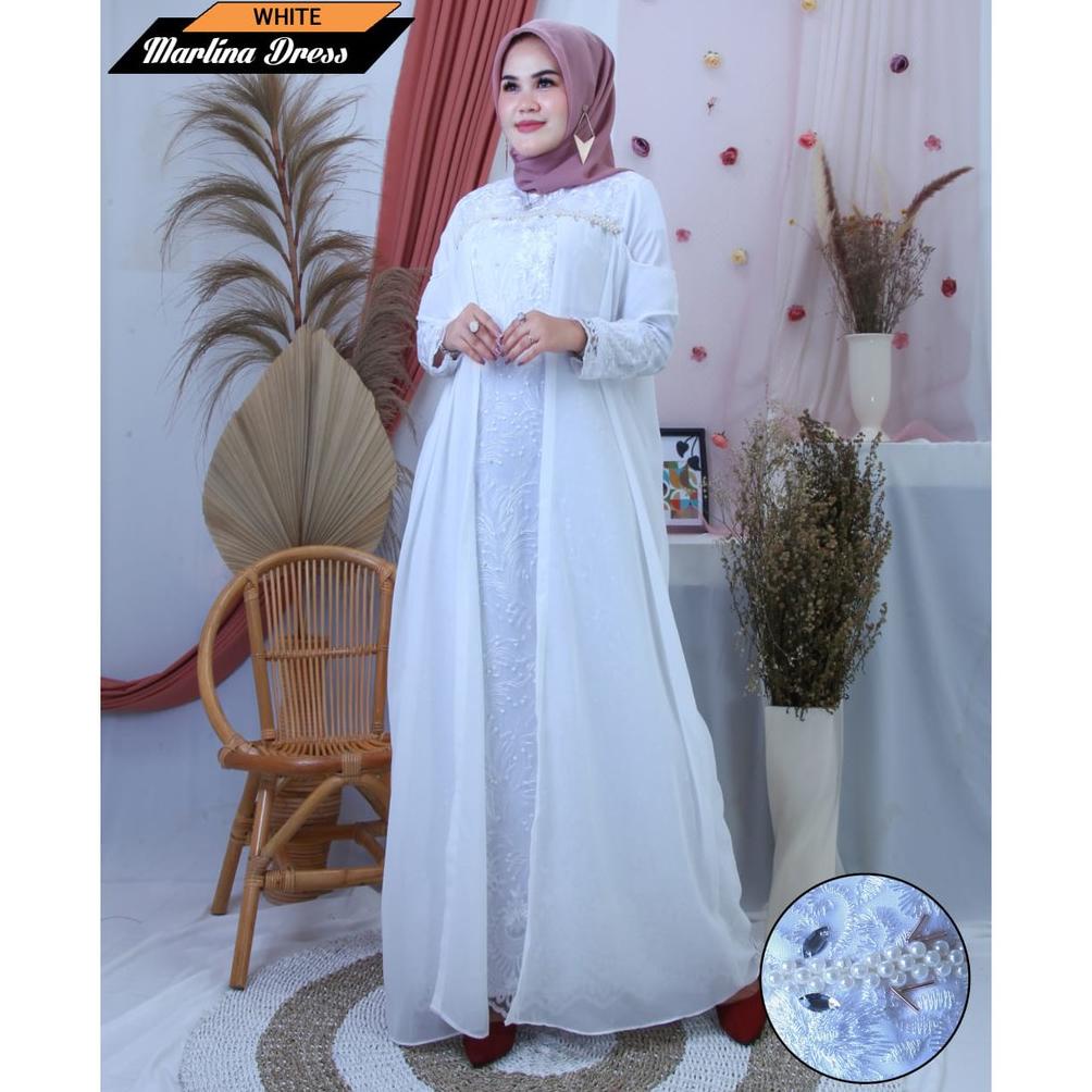 GAMIS PUTIH MARLINA / GAMIS PUTIH  MEWAH / GAMIS LEBARAN / GAMIS PUTIH WANITA / GAMIS PUTIH / GAMIS