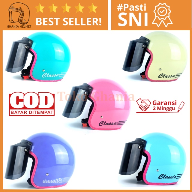 BPT Helmet Helm Bogo Wanita Hijab Dewasa SNI Lis Kulit Pink Jumbo Ukuran L XL XXL