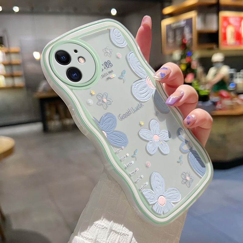 Casing Ponsel untuk OPPO A52 A92 A72 4G Casing pola bunga keberuntungan wadah Telepon anti guncangan Case lembut bening pinggiran gelombang warna-warni Cases hp kamera kreatif penutup pelindung sederhana Back Cover-1