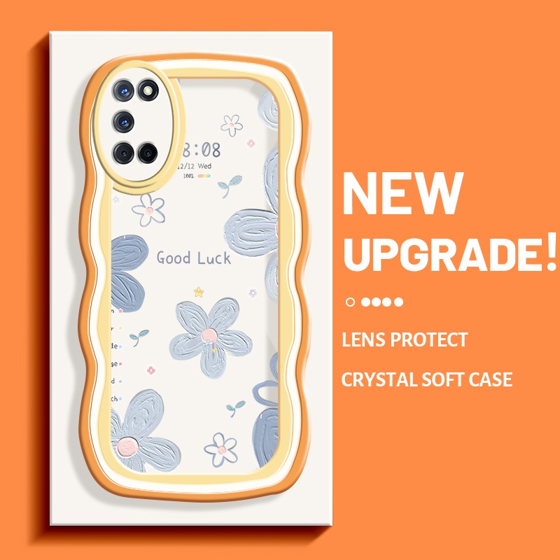 Casing Ponsel untuk OPPO A52 A92 A72 4G Casing pola bunga keberuntungan wadah Telepon anti guncangan Case lembut bening pinggiran gelombang warna-warni Cases hp kamera kreatif penutup pelindung sederhana Back Cover-Style4