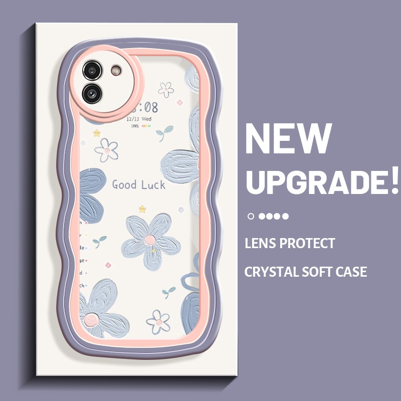 Casing Ponsel untuk Samsung A03 Core A03s A02s M02s Casing pola bunga keberuntungan wadah Telepon an