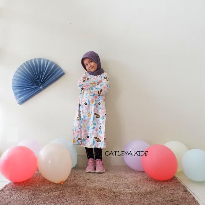 Baju Casual tunik Anak Yarrow Series Putih motif bunga