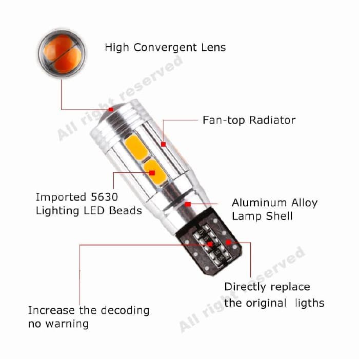 OTOmobil Lampu Senja / Sein T10 10 Mata 1 Pcs Bohlam Tancap Mobil / Motor LED Canbus TE-T10-5630-5730