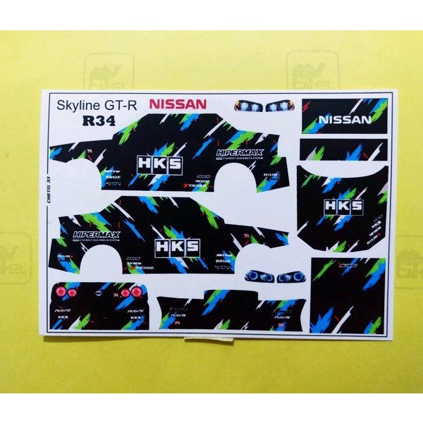 Decal hotwheels nissan skyline r34 HKS