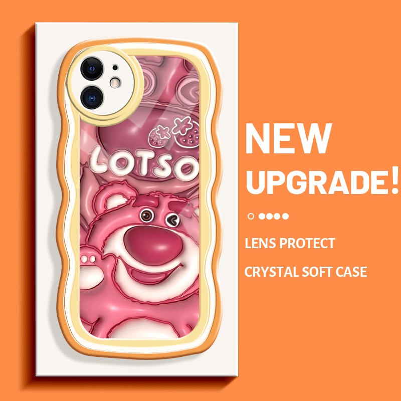 Casing Ponsel untuk iPhone 11 11 Pro 11 Pro Max Casing 3D Lotso Bear pola gelombang berwarna-warni p