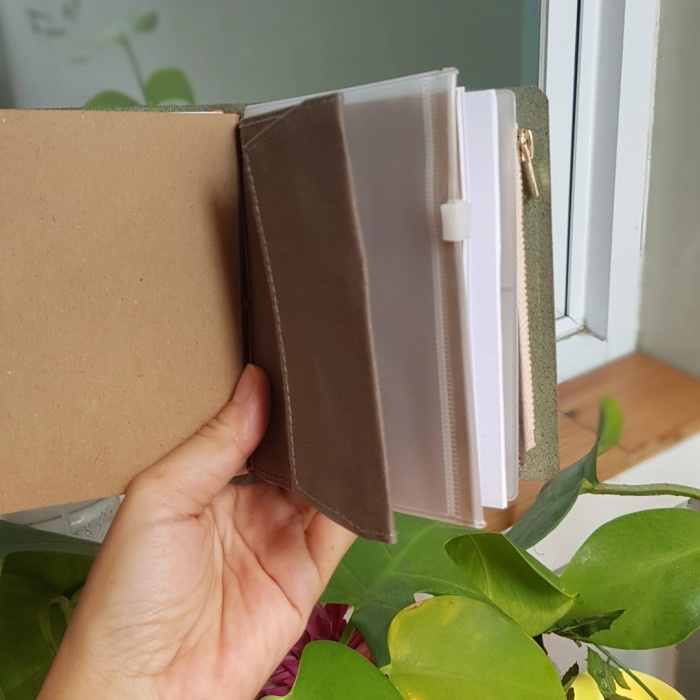 

Canvas zipper pouch for Travelers Notebook size passport - GrayGreen Paspt