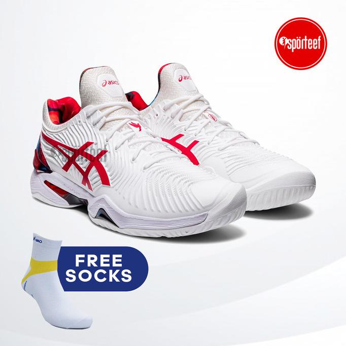 Asics Court FF 2 White Classic Red Novak Djokovic Tennis Sepatu Tenis