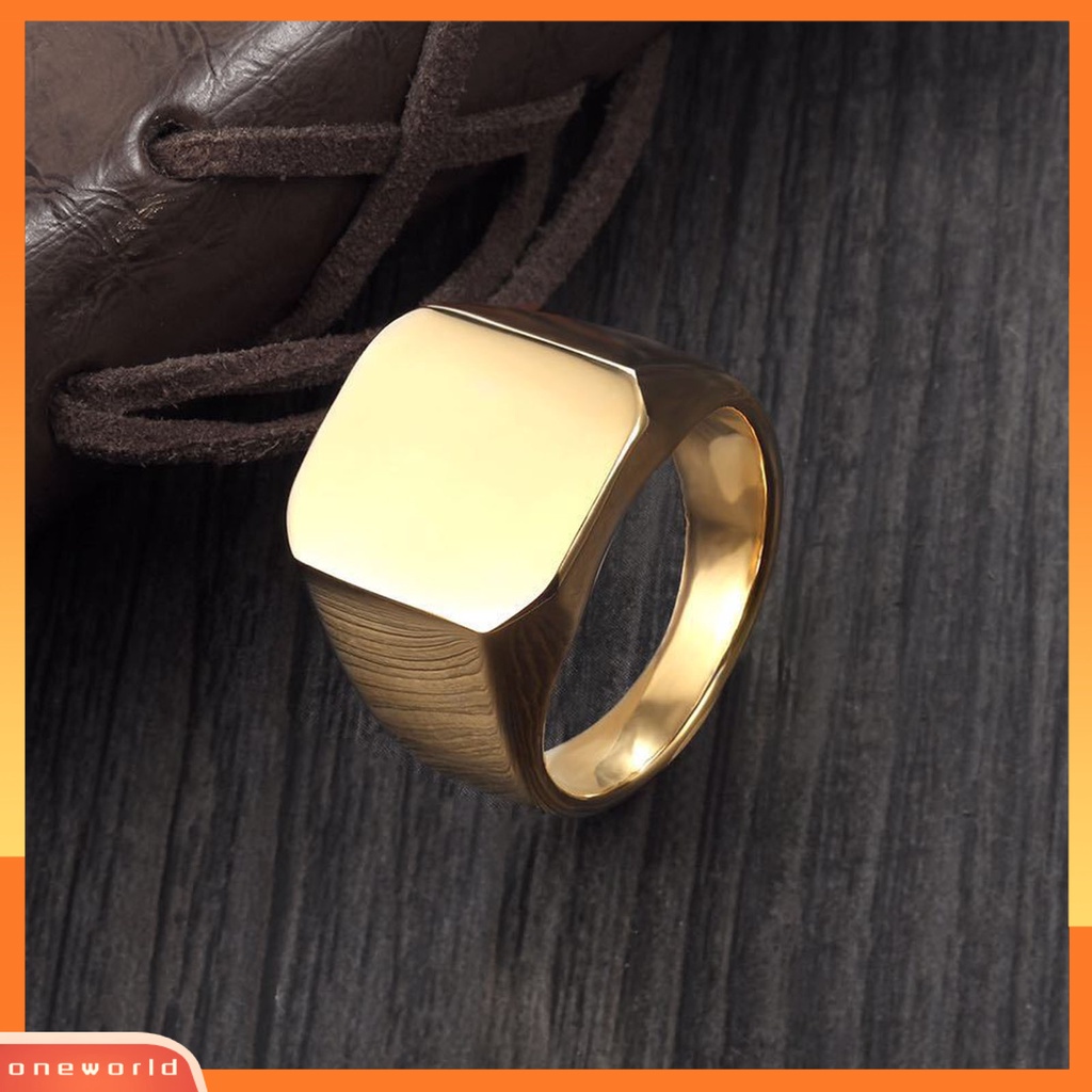 Cincin Couple Bentuk Kotak Geometris Glossy Gaya Hip Hop Untuk Hadiah Pernikahan