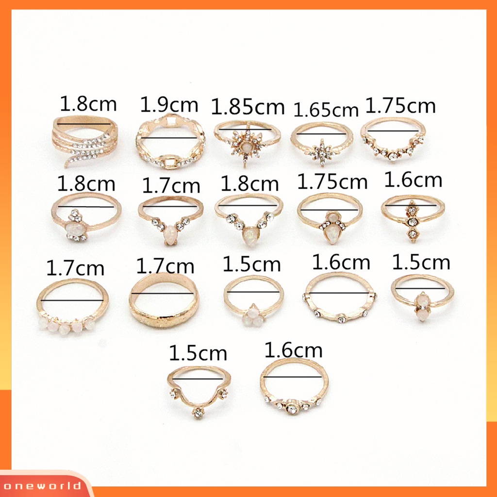 17pcs / set Cincin Buku Jari Aneka Bentuk Gaya Bohemian Untuk Wanita