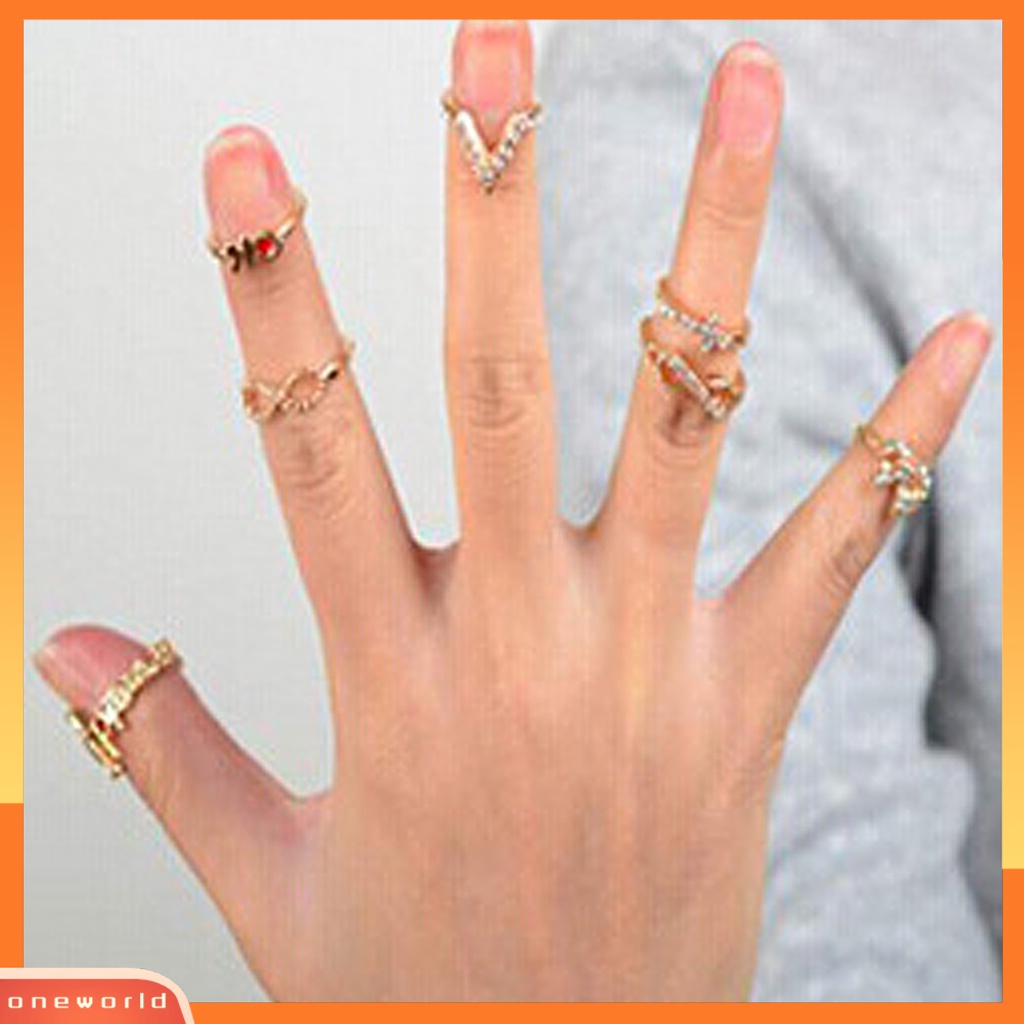 7pcs Cincin Midi Bentuk Kupu-Kupu Bahan Alloy Untuk Pesta