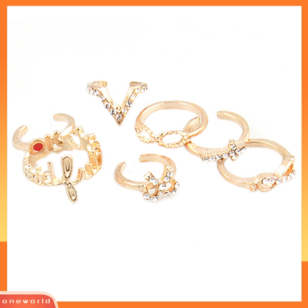 7pcs Cincin Midi Bentuk Kupu-Kupu Bahan Alloy Untuk Pesta