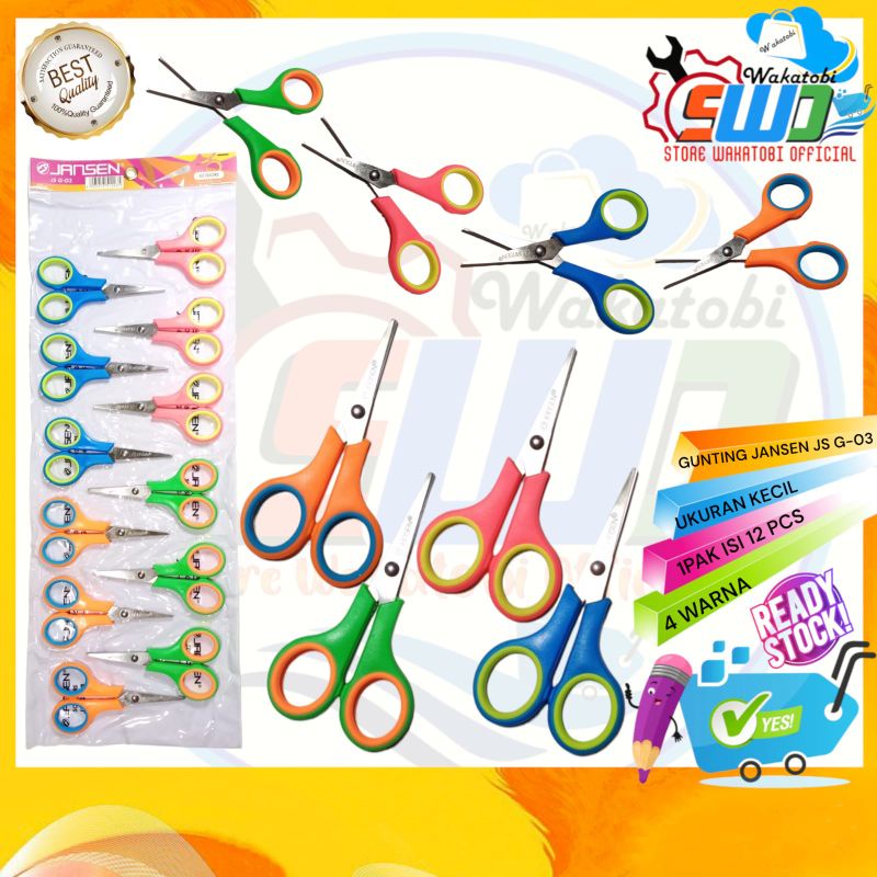 

Gunting Fancy Sebaguna Scissors Original Gunting Kertas Warna Stainless Steel Renteng 12 pcs Ukuran Kecil JS G-03 Jansen Rentengan 12pcs