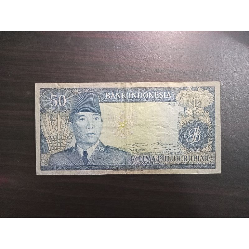 50 rupiah sukarno prefik huruf cantik ABC VF utuh.