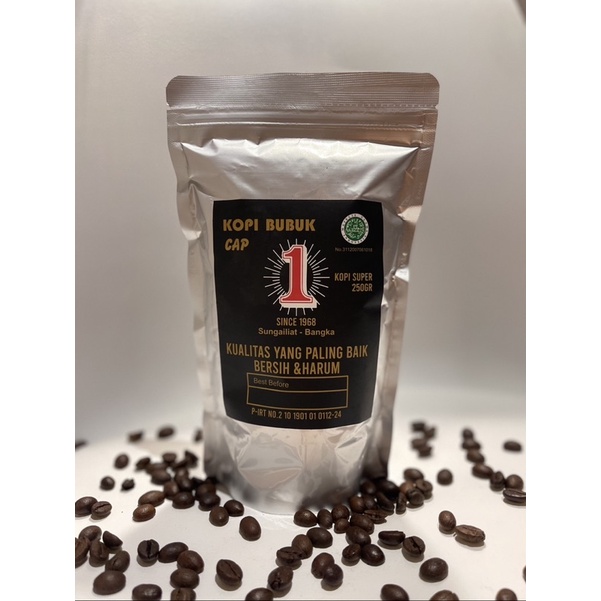 

KOPI BUBUK 250 GRAM MURNI ALUMUNIUM KEMASAN ROBUSTA KOPI CAP 1 ASLI BANGKA BELITUNG | KOPI HITAM | KOPI PAHIT