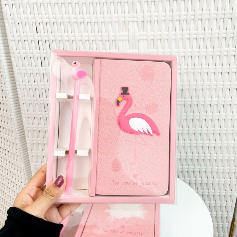 

2 in 1 paket alat tulis pulpen dan buku Unicorn Flaminggo cute lucu souvenir gift hadiah