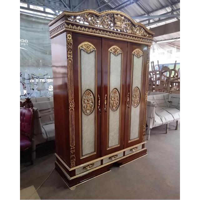 almari jati/lemari pintu 3 kayu jati/almari rahwana kayu jati