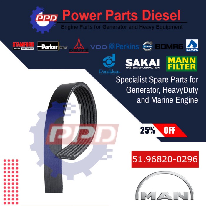 PPDL 51.96820-0307 BELT - MAN DIESEL 51968200307 4-3VX1257 4-3VX495