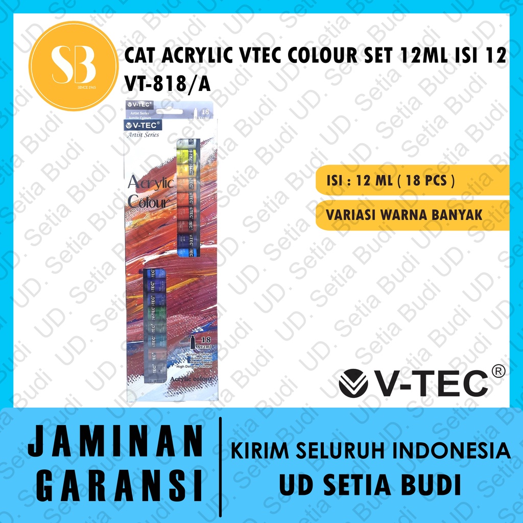 Cat Acrylic Vtec Colour Set 12ML Isi 18 Warna VT-818/A