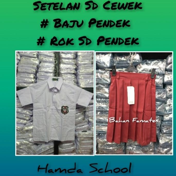 Setelan Sd Cewek Merah Putih Rok Pendek Baju pendek Seragam Sekolah