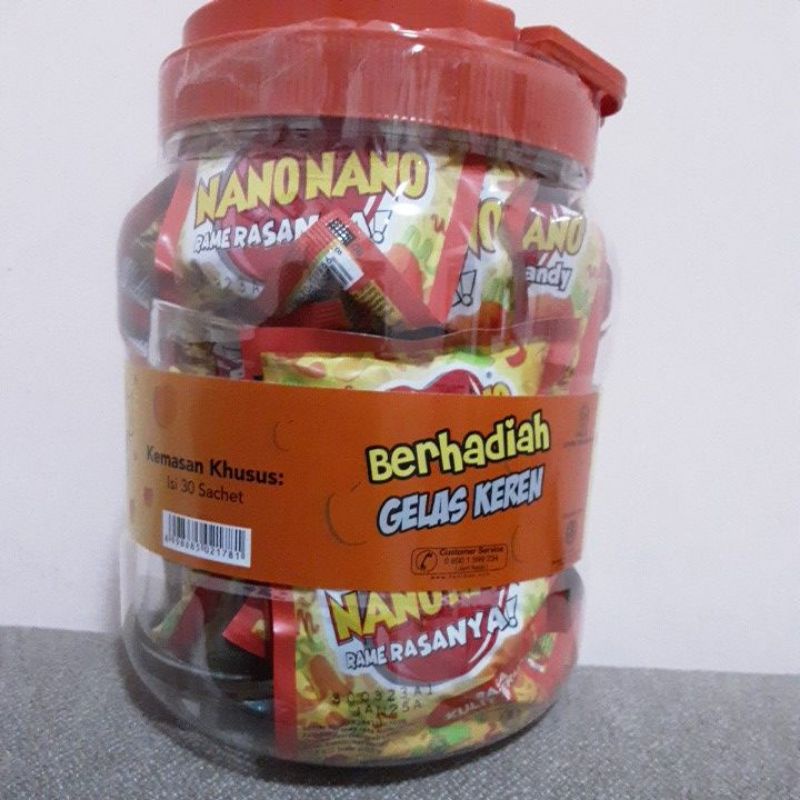 Permen Nano Nano Kemasan Khusus isi 30 sachet Berhadiah Gelas Keren