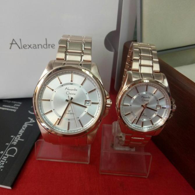 JAM TANGAN COUPLE JAM TANGAN ANALOG COUPLE ALEXANDRE CHRISTIE AC 8502 MD&LD ALL STEEL EL09I09A82L