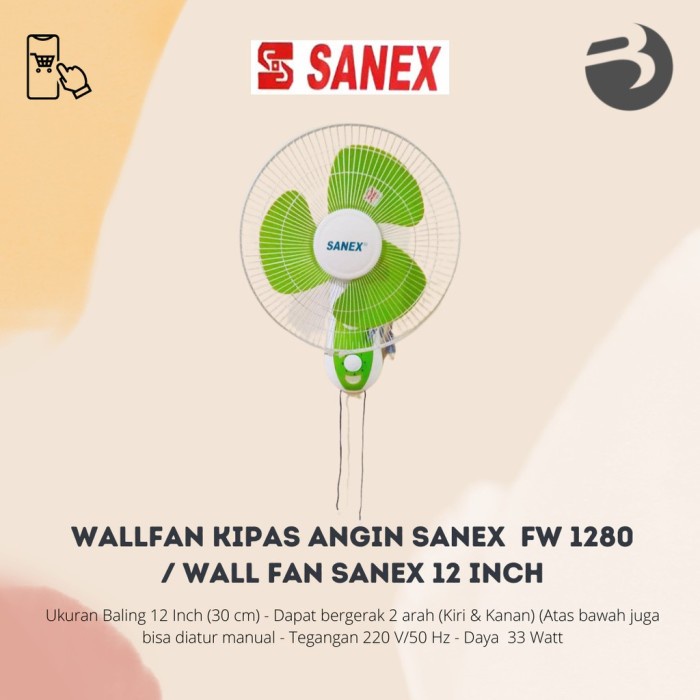 WALL FAN SANEX 12 INCH / KIPAS ANGIN DINDING SANEX 12 INCH