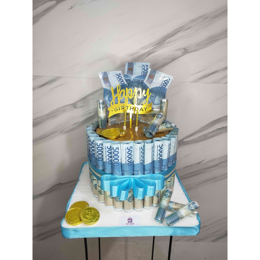 Cake Money/ Money Cake/ Money Bucket (Free Topper  HBD)